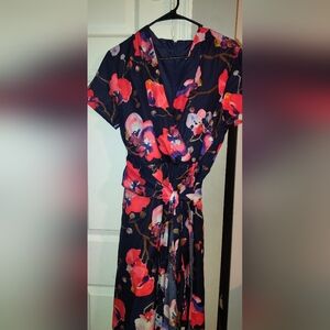Ellen Tracy Floral Dress - Navy and Pink